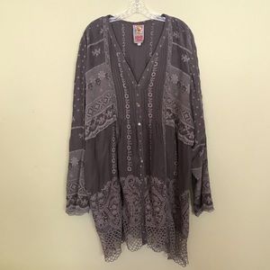 Johnny Was eyelet and embroidered tunic. 2X